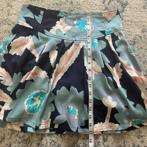 Free People | Floral Mini Skirt Lined Women’s Size Medium M Blue Teal Tropical - Picture 4 of 8